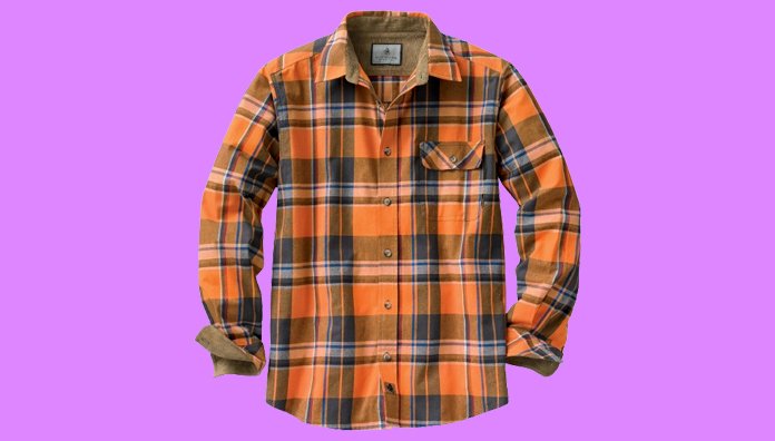 Men’s Flannel Shirt Buck Camp Plaid, Long Sleeve Button Down